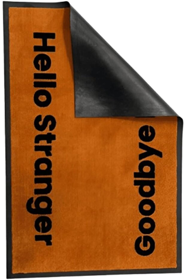 Hello Stranger Welcome Doormat, Brown, 90 x 60 cm