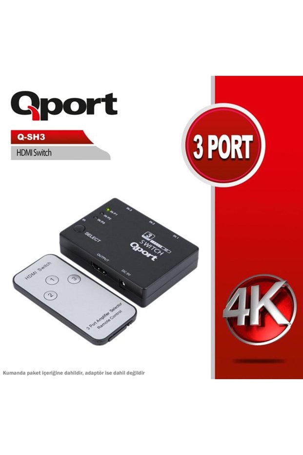 QPORT 3port Q-SH3 HDMI التبديل