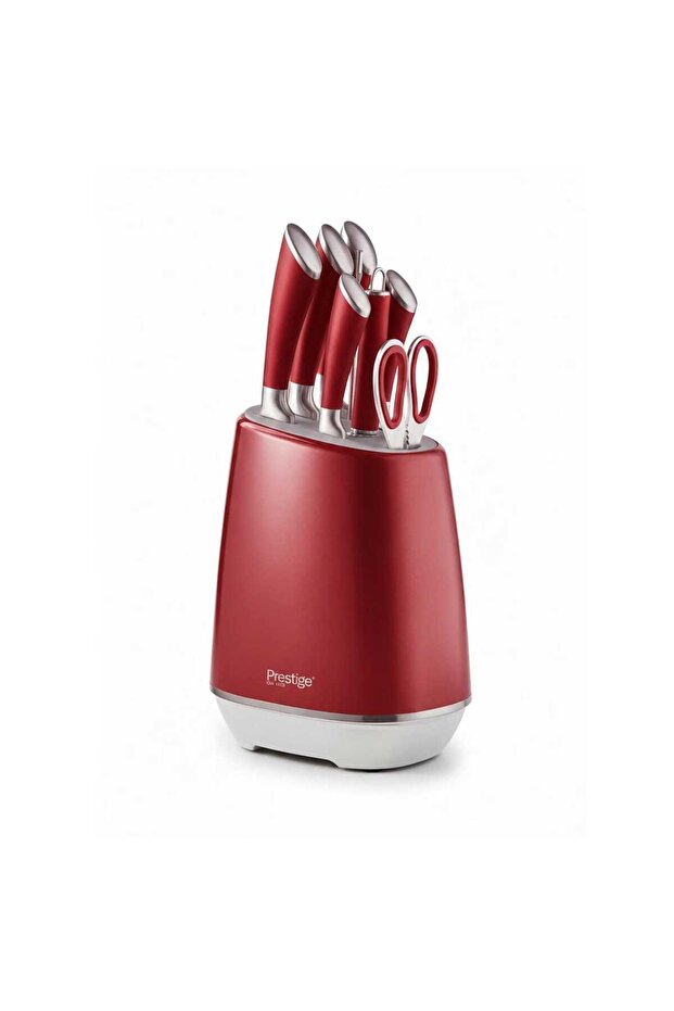 Stainless Steel Block Knife Set, 8 pcs, Red