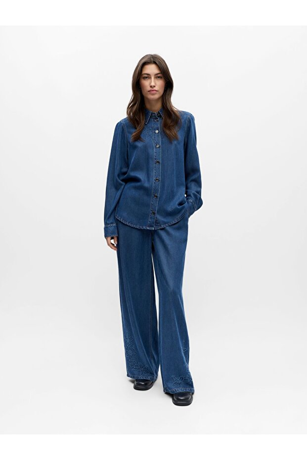 Cămașă din denim brodată - 4