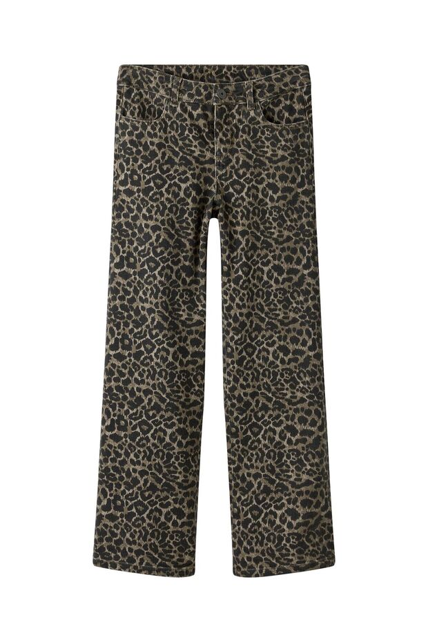 Twill Trousers Wide Leopard