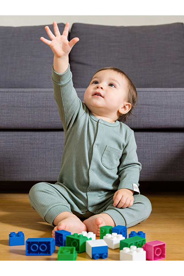 Ribbed Cotton Sleepsuit/Romper - 2