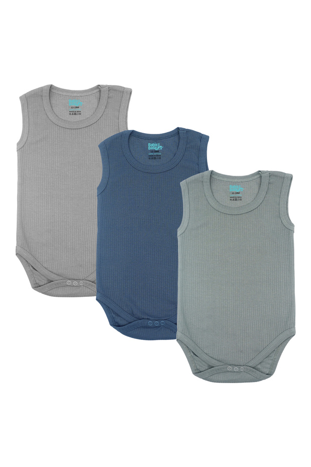 Ribbed Cotton Sleeveless Romper / Bodysuit - 1