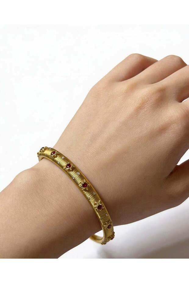 Fiora Ruby Golden Bangle - 2