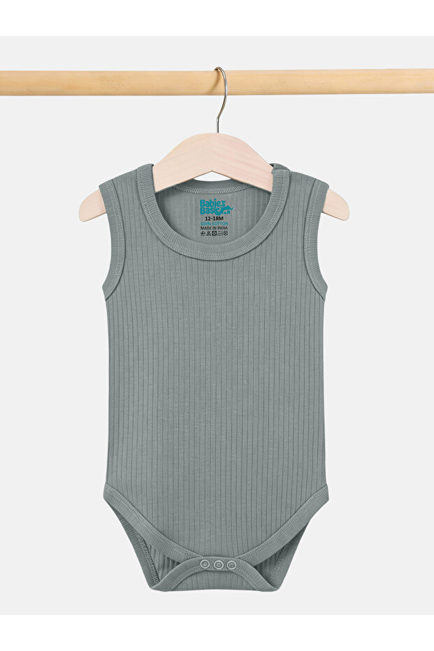 Ribbed Cotton Sleeveless Romper / Bodysuit - 4