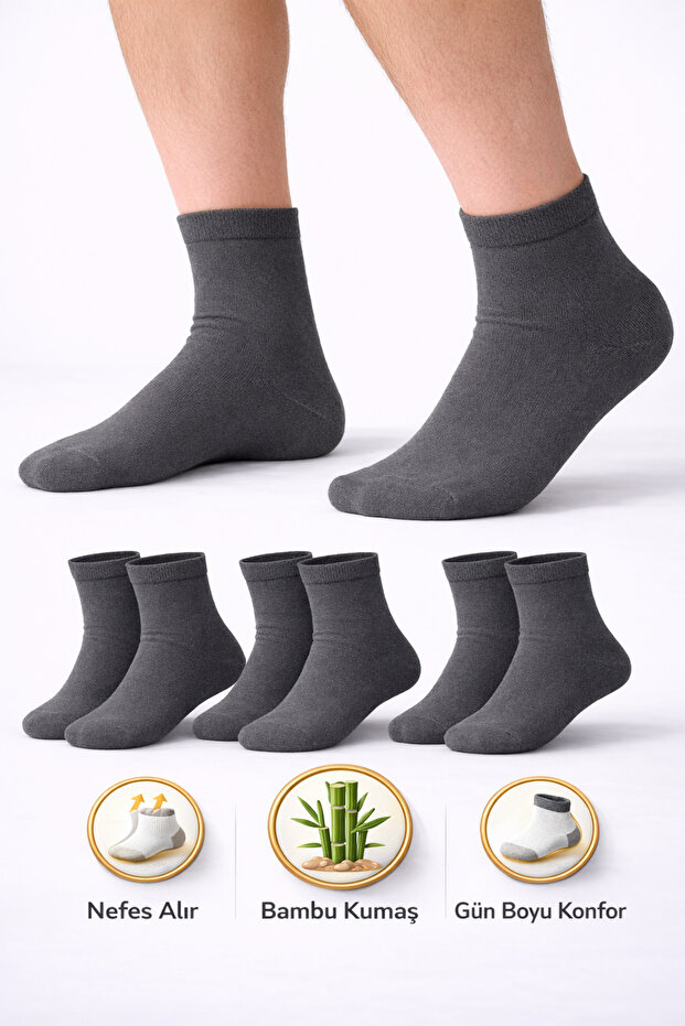 Men's Short Bamboo Smoked Socks 3-Piece Seamless Anti-Sweat Ultra Soft Breathable Socks