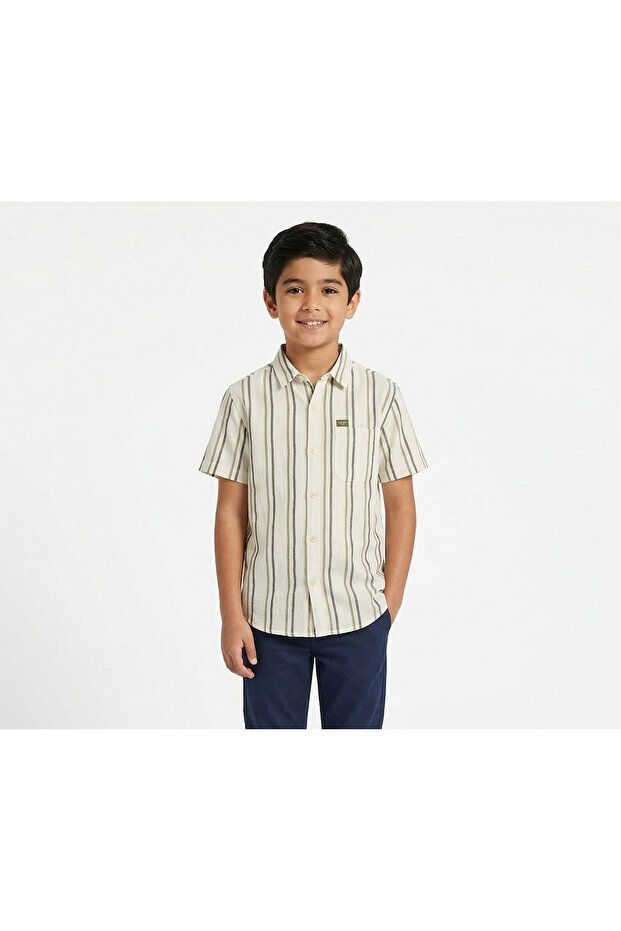 Boys Striped Short Sleeve Shirt – Soft Cotton Casual Wear
