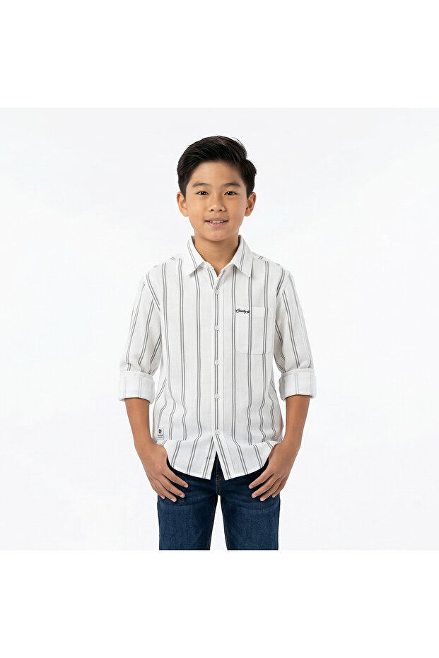 Boys Long Sleeve Striped Shirt – Soft Cotton Casual Wear