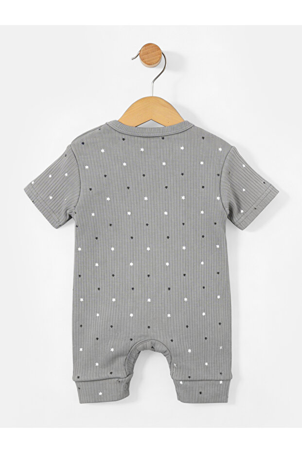 Ribbed Cotton Short Sleeves Printed Romper - 5