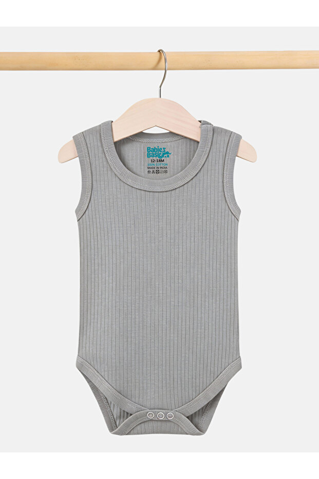 Ribbed Cotton Sleeveless Romper / Bodysuit - 2