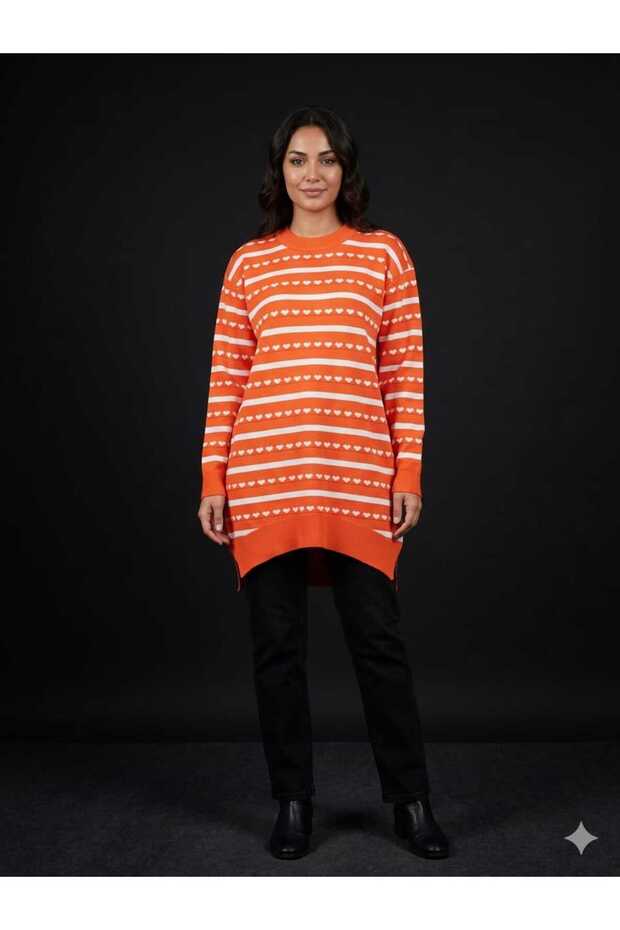 Striped Heart Bat Sleeve Blouse