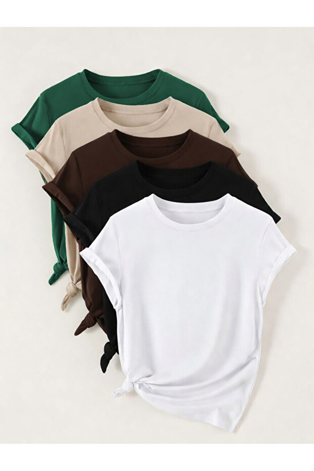 Unisex Green Beige Brown Black White Printed Design Tshirt