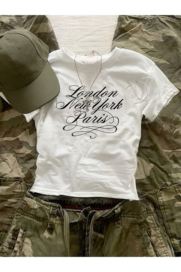 Kemer Boy London, New York, Paris Crop Blouse