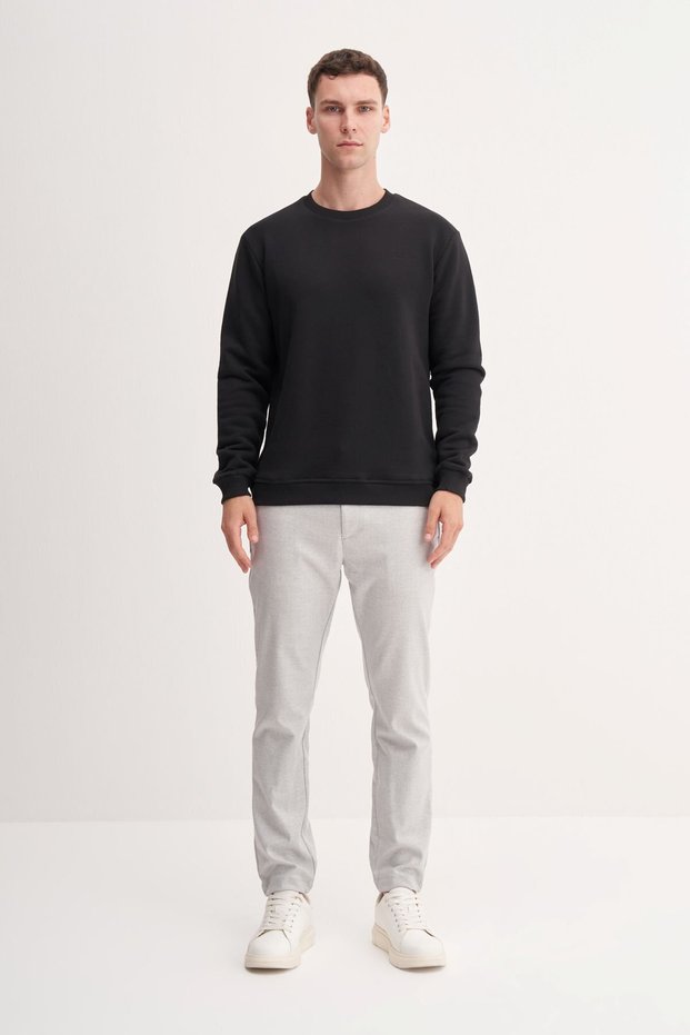 Thick Diagonal Textured 100% Cotton 3 Thread Regular Fit Sweatshirt (25K)