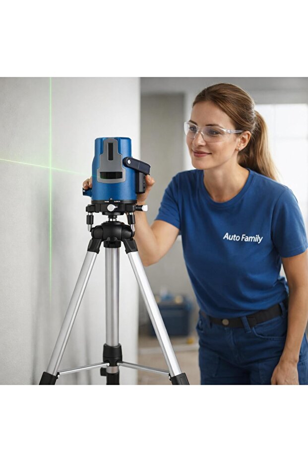 360° Self-Leveling Laser Level with Tripod – Cross Line & Horizontal Beam, Adjustable Height
