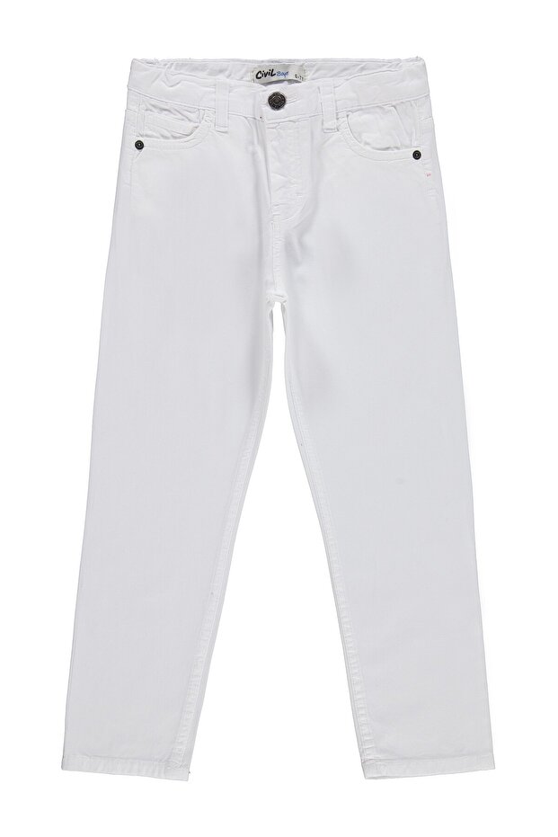 Boy's 5 Pocket Basic Pants for Ages 10-13 - White