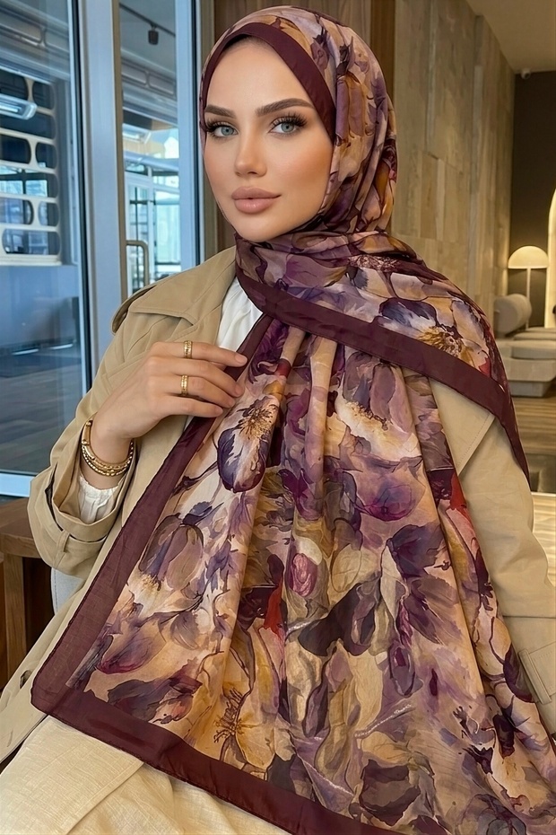 شال كراش منقوش باللون الأرجواني من إيشيكهان