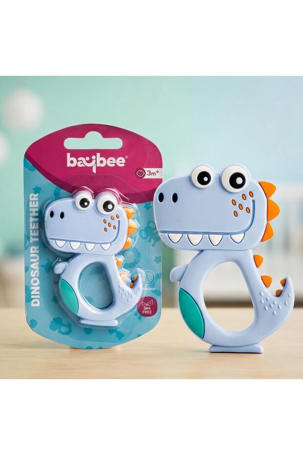 Dinosaur Silicone Teether BPA-Free Food Grade Easy Grip Chew Toy for Soothing Gums, Teething Toy