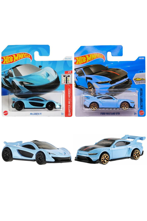 2 Car Set - Ford Mustang Gtd & Mclaren P1 (1/64) (Blue)
