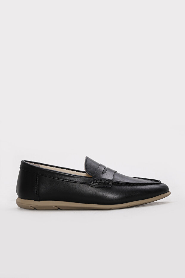 Genuine Leather Black Women's Casual Shoes 238Za3055
