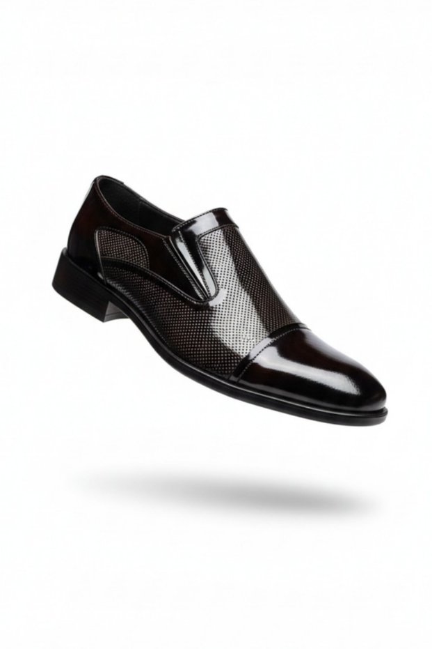 464 Genuine Leather Dot Patterned Classic Men's Shoes Stylish Special Occasion Laceless Men's Shoes
