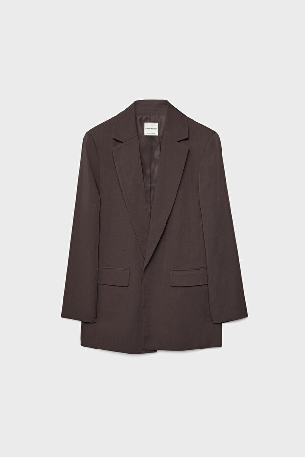 Basic keten karışımlı blazer - 6