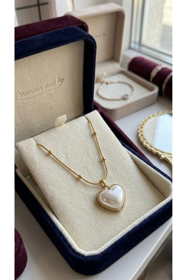 316L Steel Necklace Tarnish-Free Antiallergic with Heart Figure (2 Years Importer Warranty)