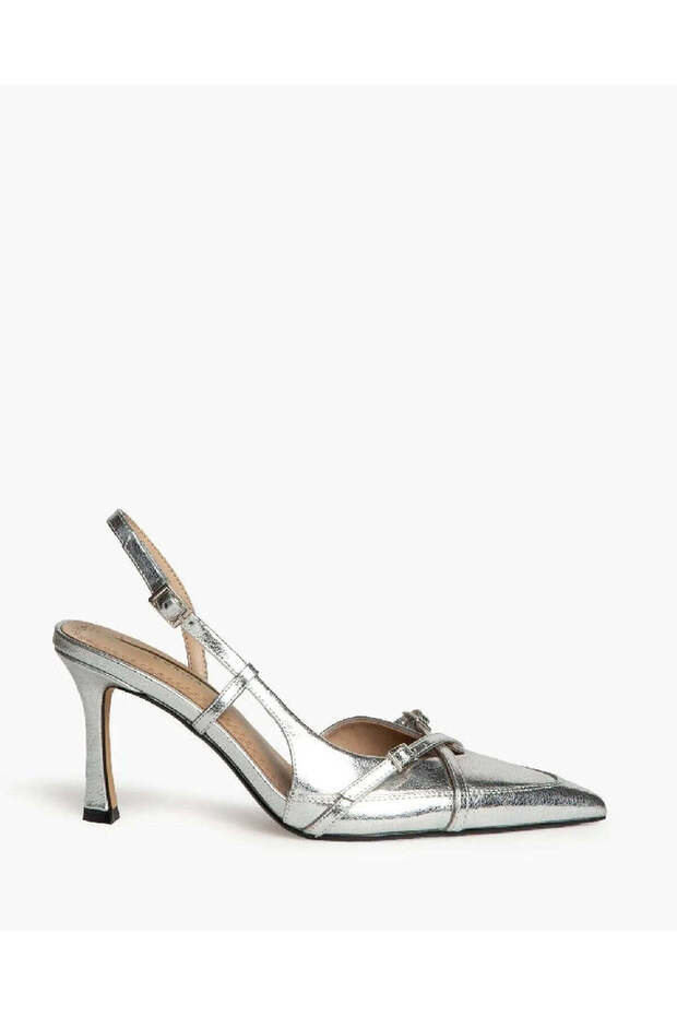 HIGH HEEL SLING-BACK IN SILVER
