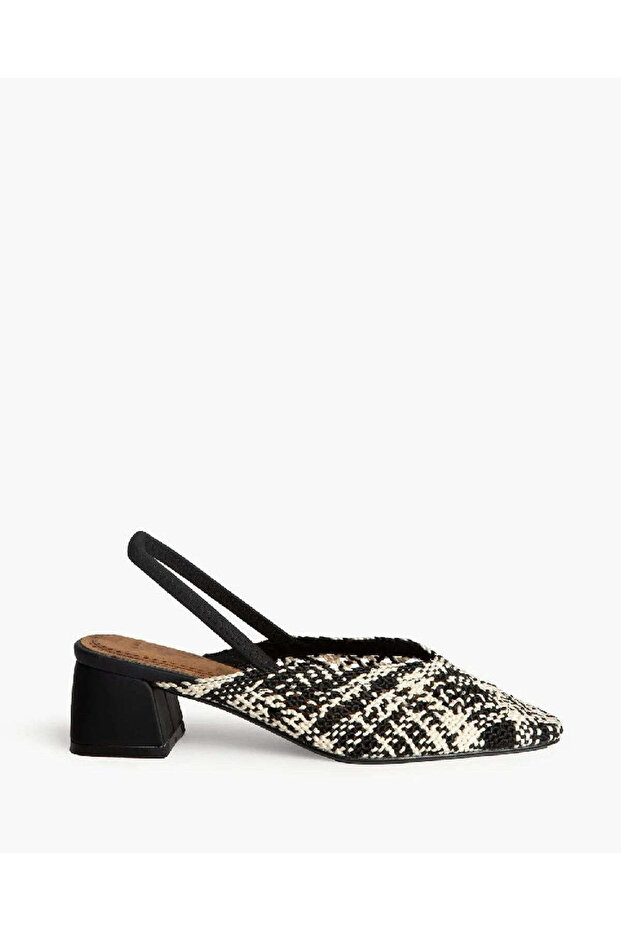 BRAIDED SLING-BACK IN BLACK AND WHITE