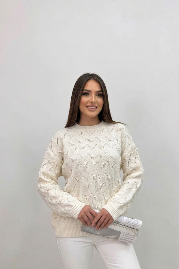 سترة قطنية فضفاضة بلون إكرو