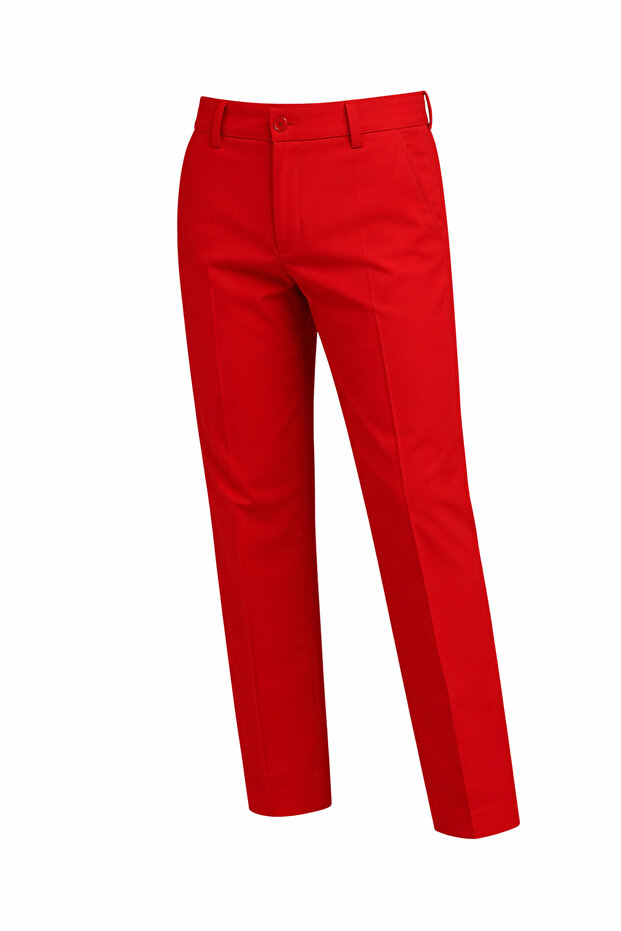 Boys' Red Trousers Classic Fit – School and Holiday Event Pants Ages 4-17