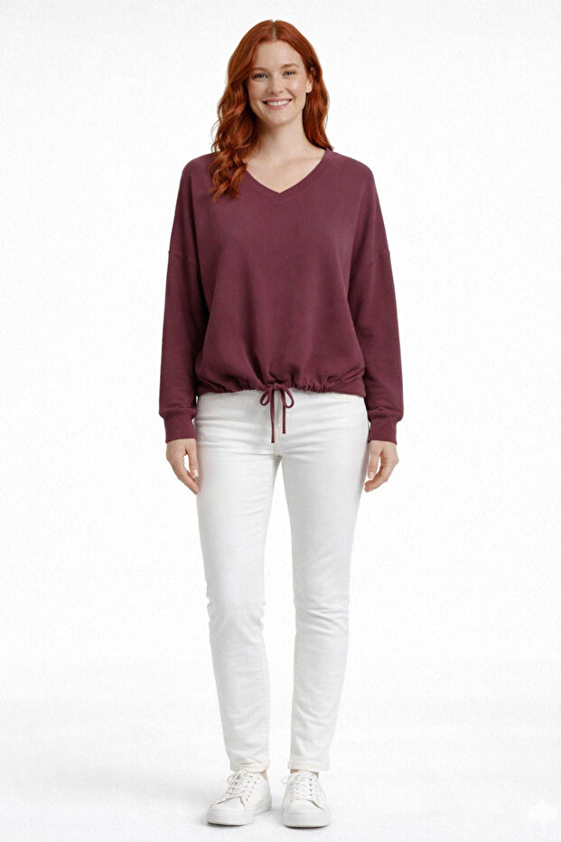Women's Tie-Up V-Neck Relaxed Fit Blouse