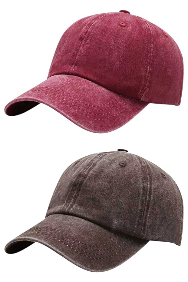 Unisex Vintage 100% Cotton Adjustable Baseball Cap Hat Set of 2