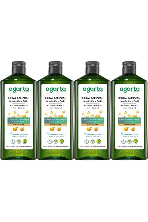 Natural Shampoo 400 ml Effective Against Dandruff - Anti-Flaking (Set of 4)