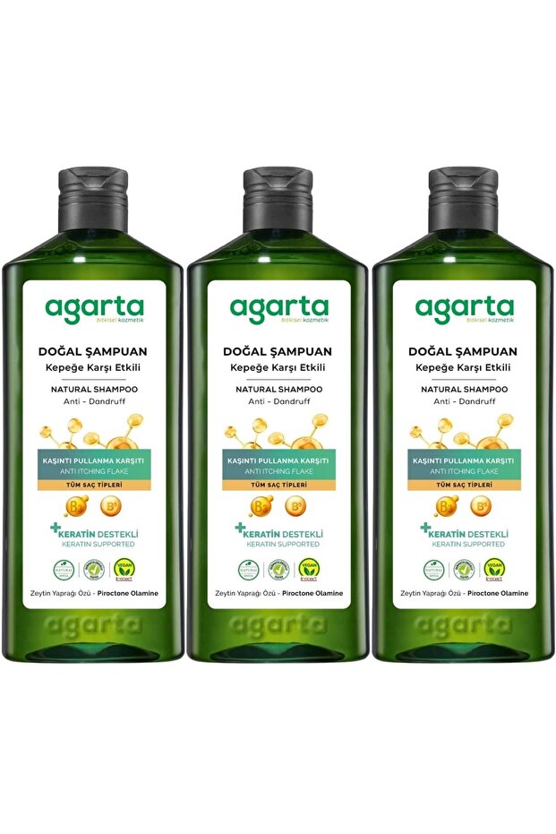 Natural Shampoo 400 ml Effective Against Dandruff - Anti-Flaking (Set of 3)