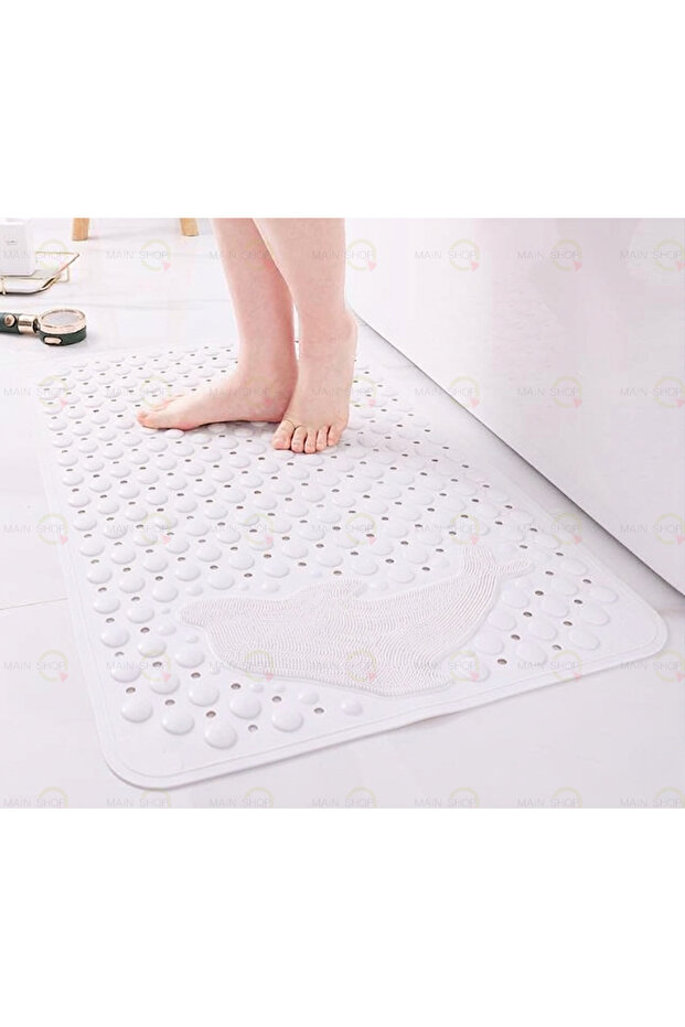 Shower Cabin Bathtub Bath Mat with Suction Cup Non-Slip for Bathroom and Shower with Dolphin Pattern 35 X 68 cm S-10