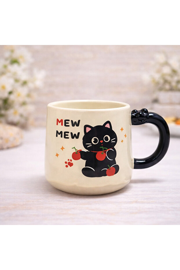 Cute Cat Printed Ceramic Mug Cup Coffee Cup Kawaii Design Gift Office