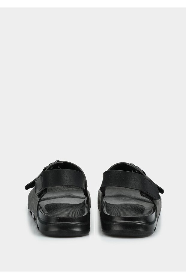 Black Men's Flat Sandals - 4
