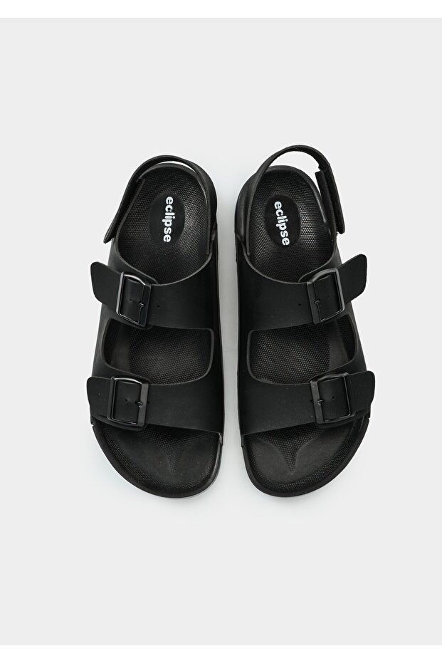 Black Men's Flat Sandals - 5