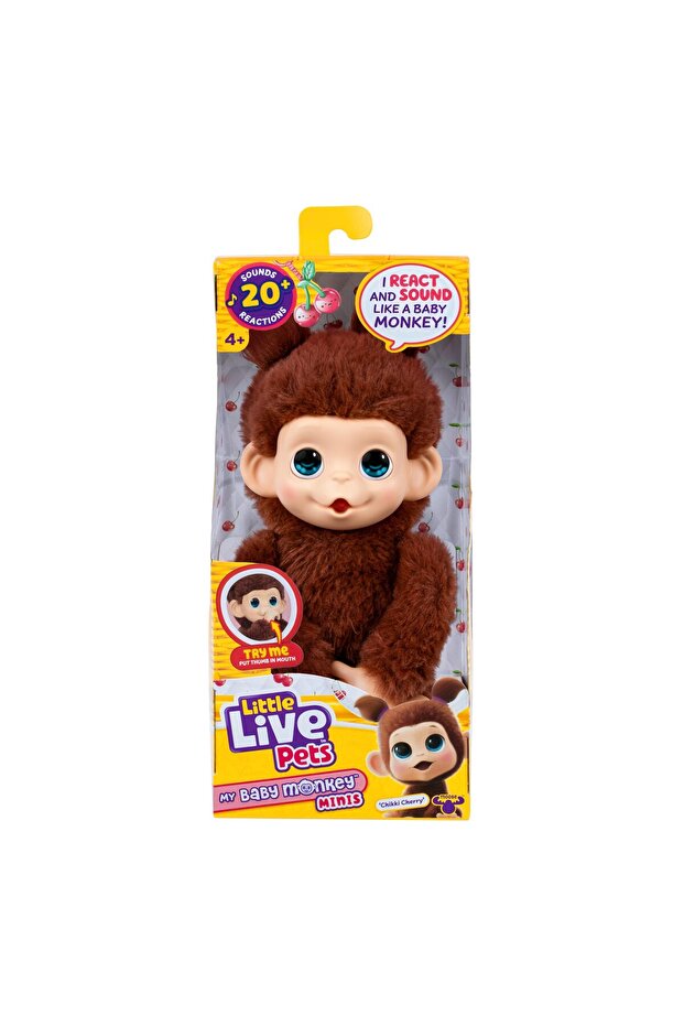 Baby Monkey Mini Toy Chikki Cherry Interactive Pet 20+ Sounds Reactions Soft Plush Collectible