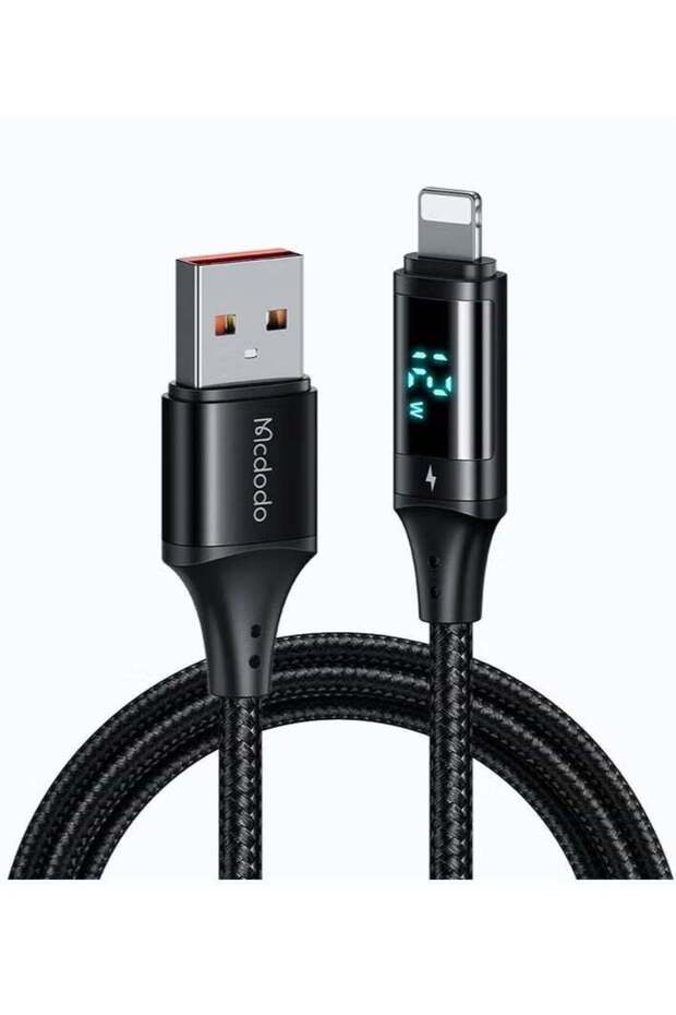 1.2M Lightning Fast Charging Data Cable with Digital Display Black