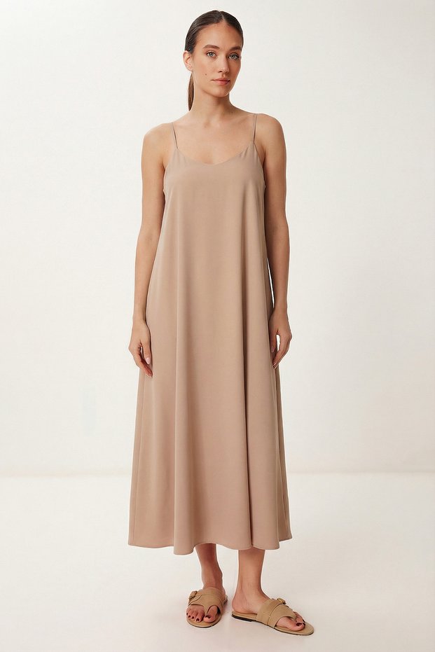 Strappy Draped Stylish Dress Lgk0004 Beige