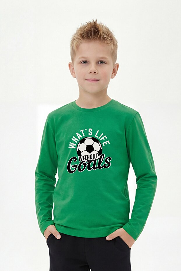 Round Neck Printed Detailed Boys' Long Sleeve Sweatshirt