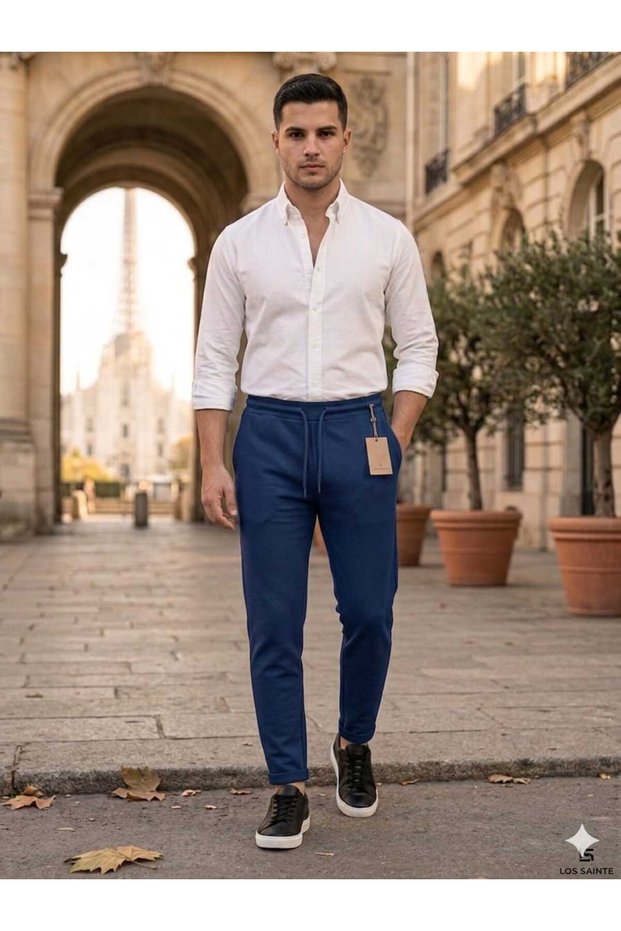Men's Stylish Jogger Pants Casual Daily Wear with Folded Hem Detail