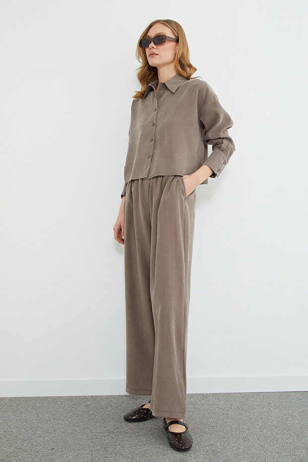 Basic Düğmeli Salaş Crop Gömlek - 4