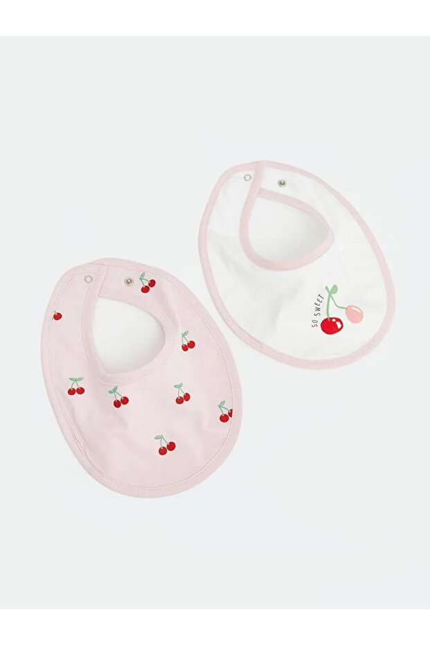 Patterned Baby Girl Bib Set of 2 (S6)