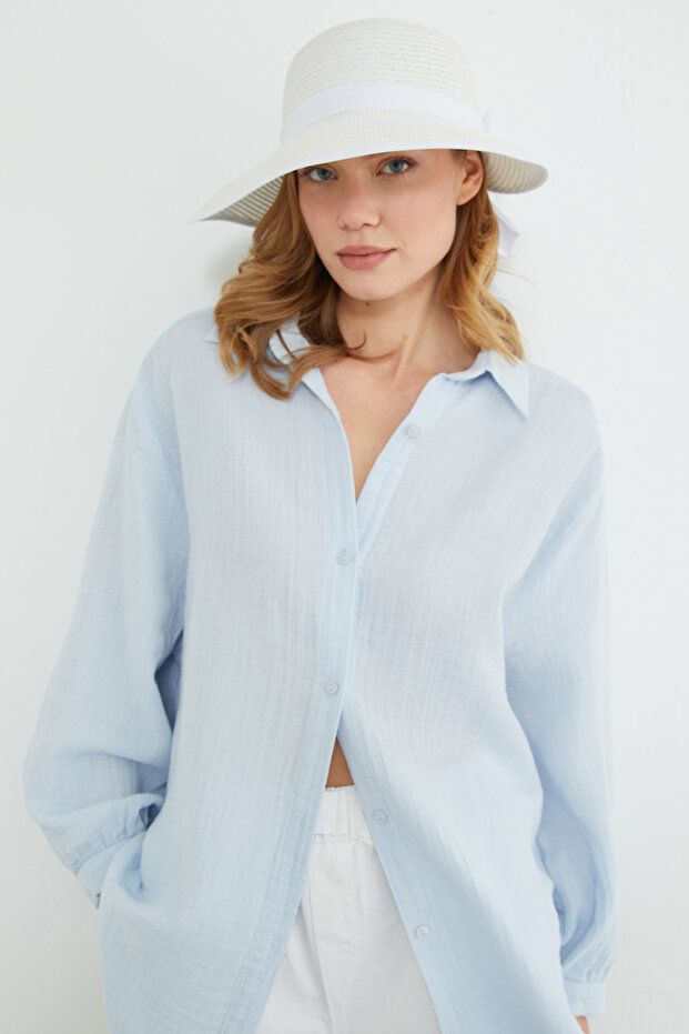 Basic Oversize Gömlek - 7