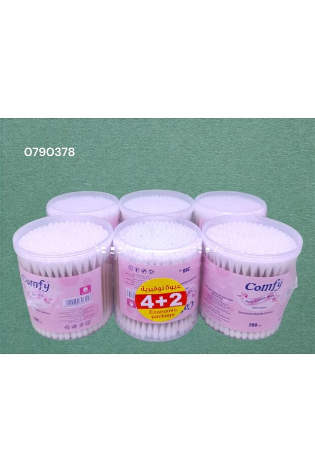 WT200PPD (4+2) WOODEN STICK COTTON BUD 200PC CAN
