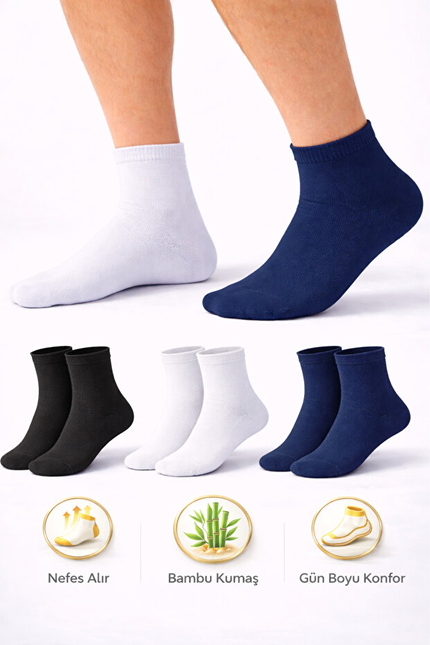 Men's Short Bamboo Socks 3-Piece Seamless Anti-Sweat Ultra Soft Breathable Premium Socks