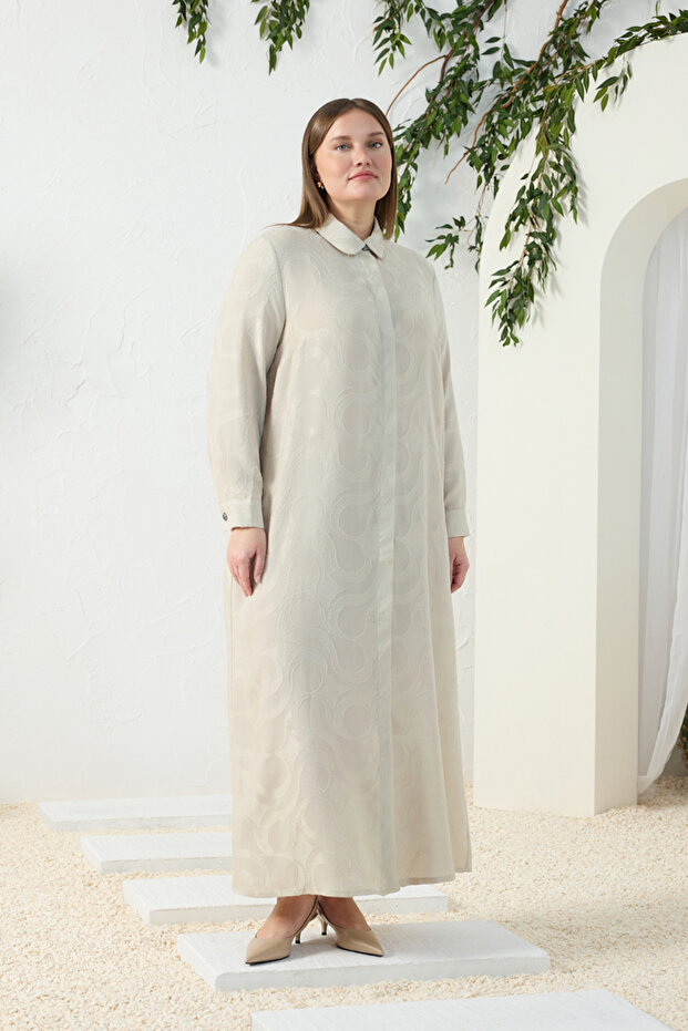 Beige Jacquard Robe - 2